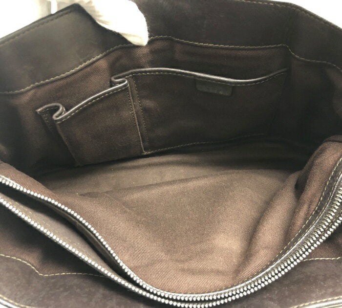 CELINE Hand Bag Tote Purse Boogie Leather Dark Brown Authentic