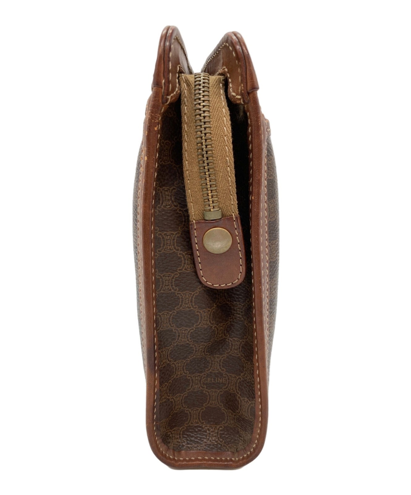 CELINE Clutch Bag Second Bag Macadam Brown Authentic