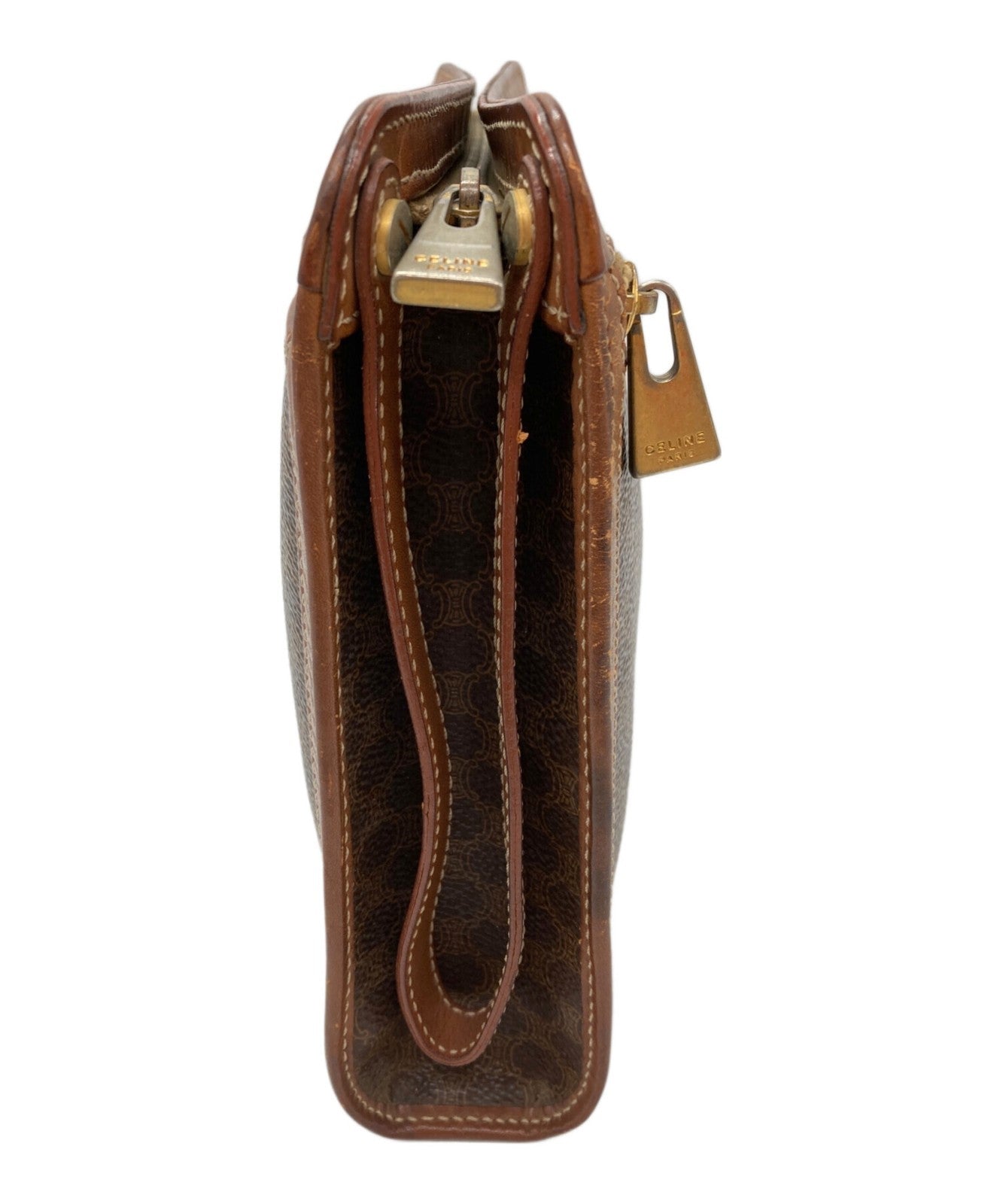 CELINE Clutch Bag Second Bag Macadam Brown Authentic