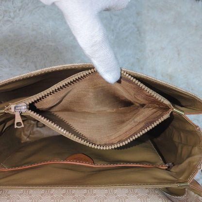 CELINE Shoulder Bag Purse Macadam PVC Leather Beige Brown Authentic