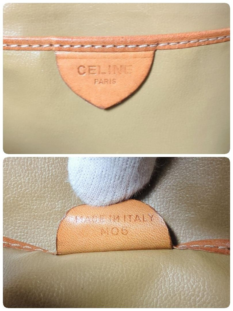 CELINE Shoulder Bag Purse Macadam PVC Leather Beige Brown Authentic