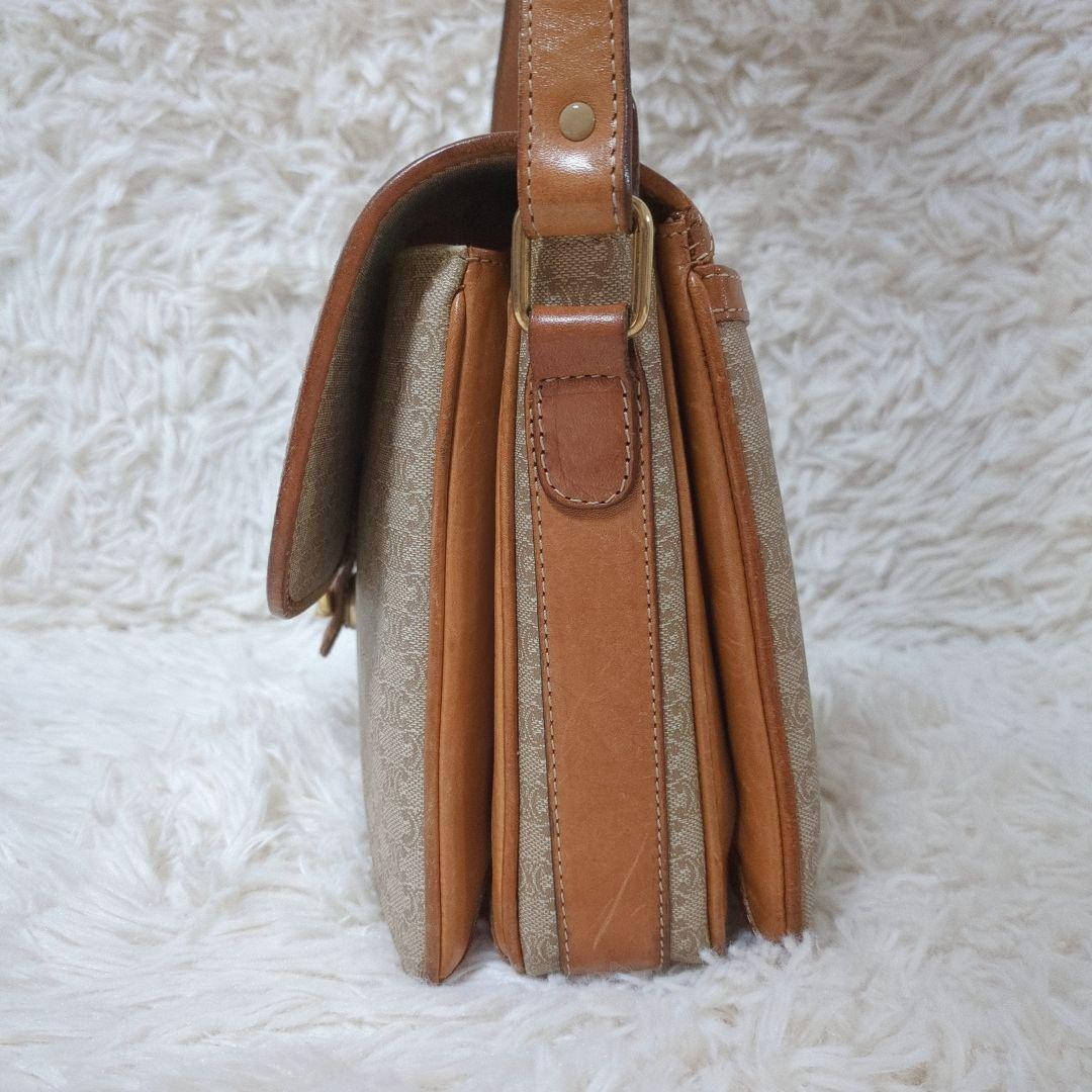 CELINE Shoulder Bag Purse Macadam PVC Leather Beige Brown Authentic