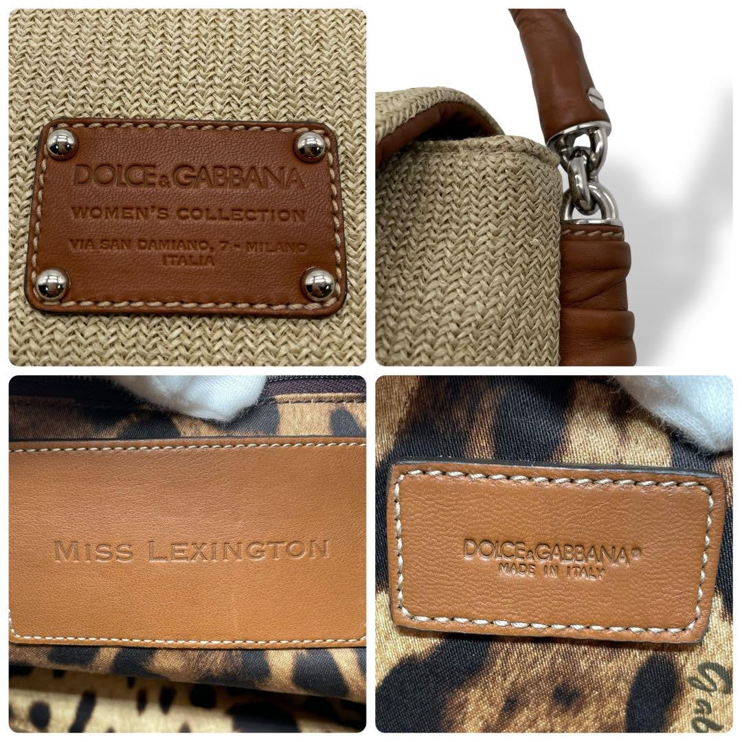 Dolce & Gabbana Shoulder Bag Purse Leopard Leather Brown Beige Authentic