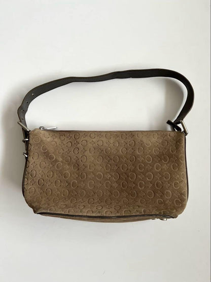 CELINE shoulder bag Purse C Macadam Suede Brown Women's Authentic Used