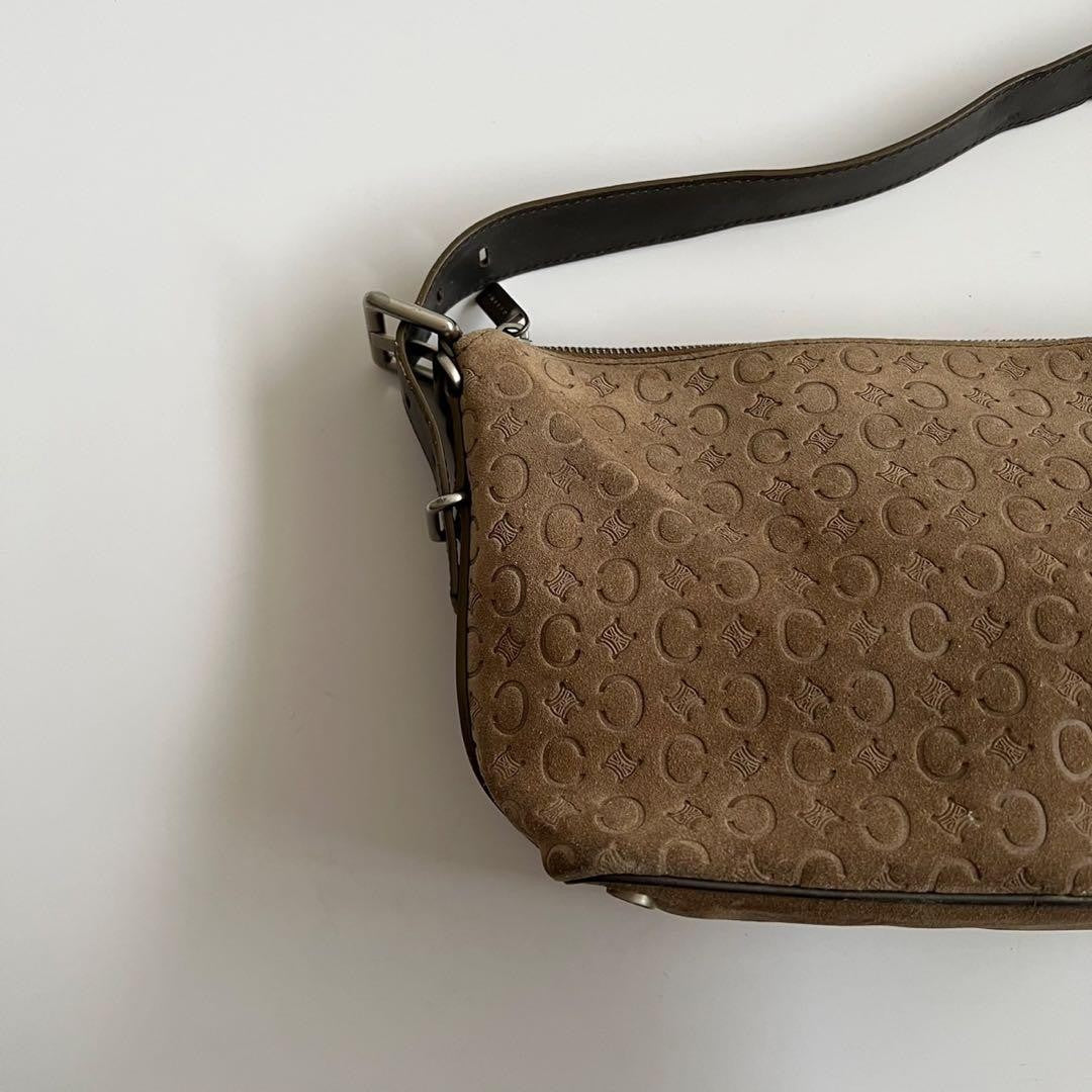 CELINE shoulder bag Purse C Macadam Suede Brown Women's Authentic Used