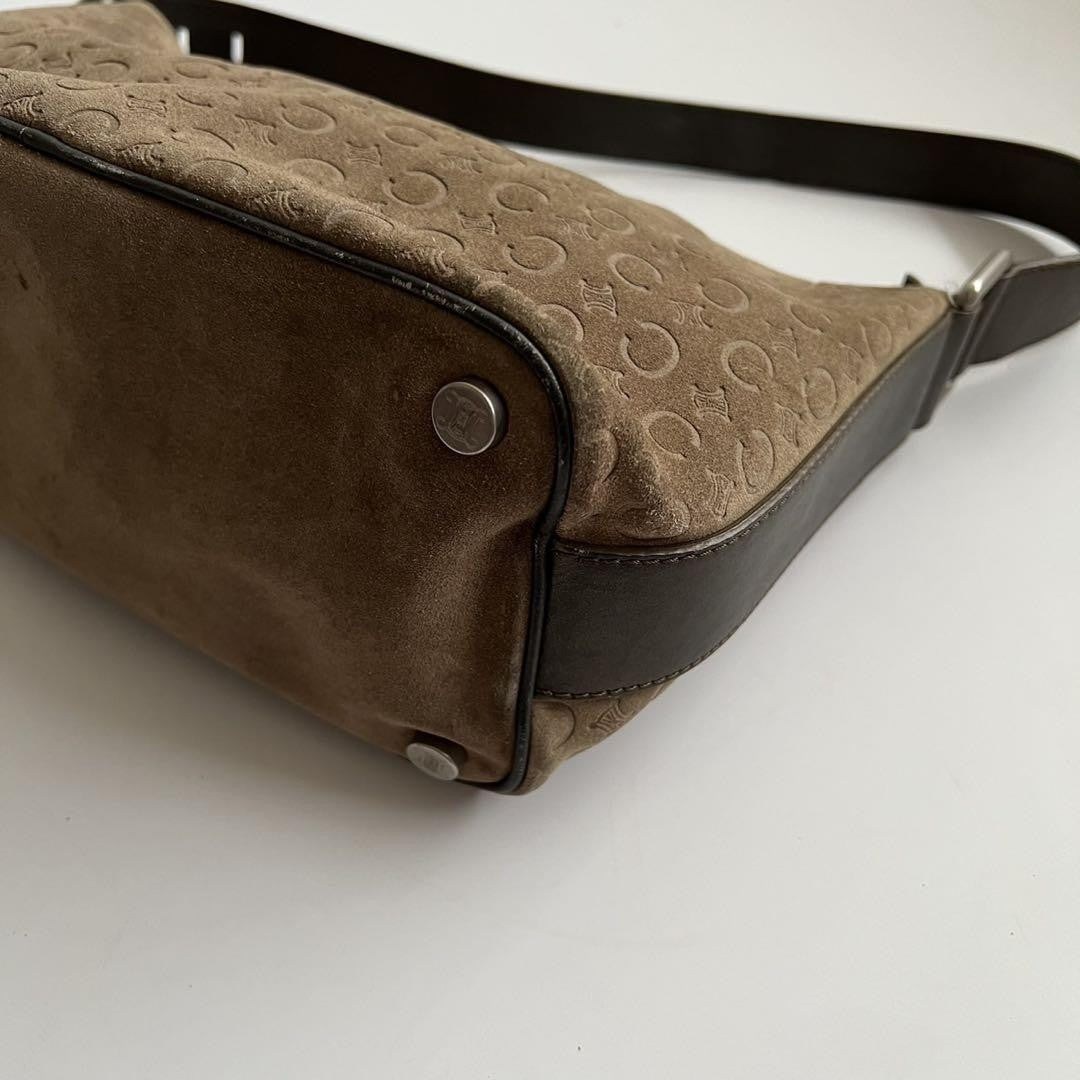 CELINE shoulder bag Purse C Macadam Suede Brown Women's Authentic Used