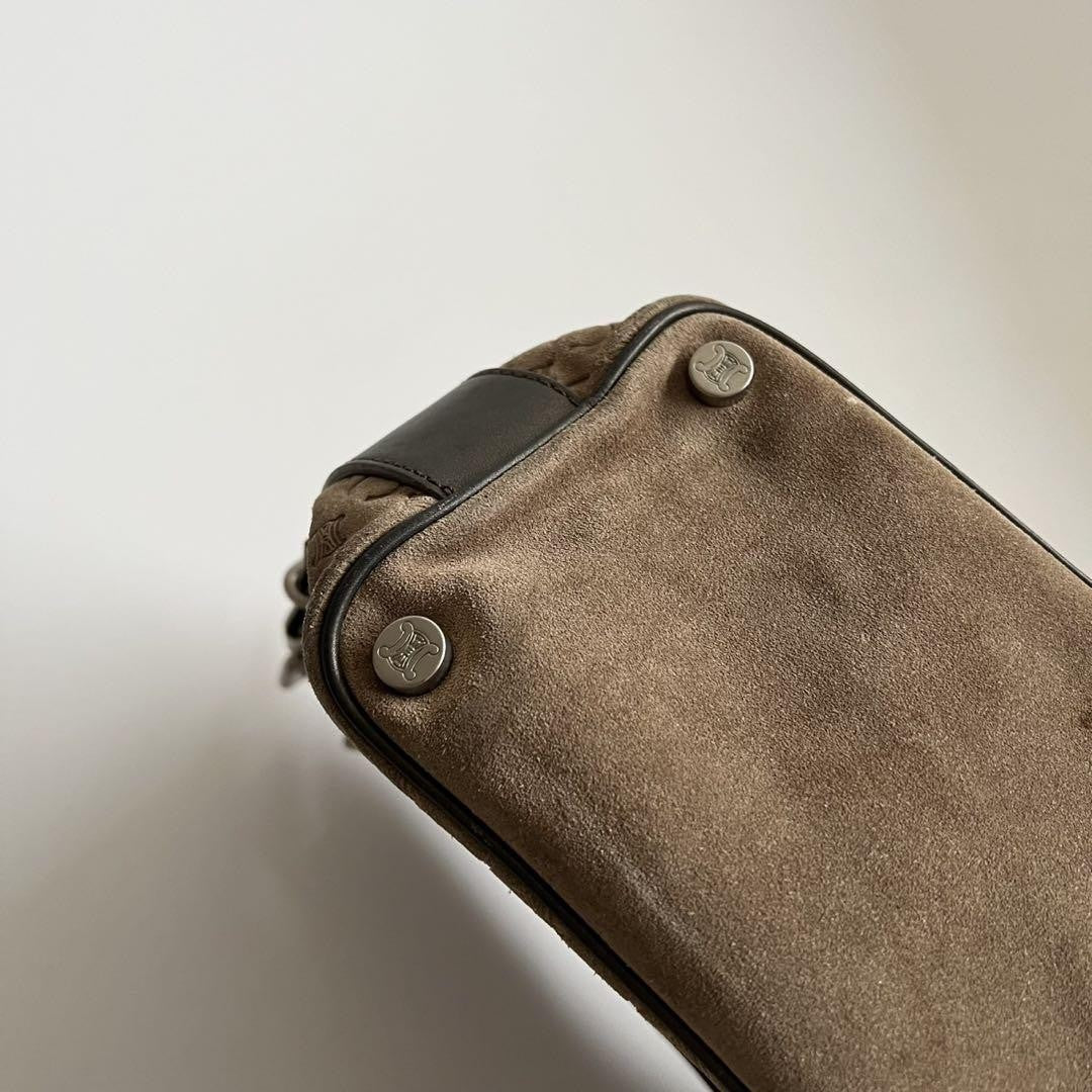CELINE shoulder bag Purse C Macadam Suede Brown Women's Authentic Used