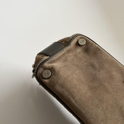 CELINE shoulder bag Purse C Macadam Suede Brown Women's Authentic Used