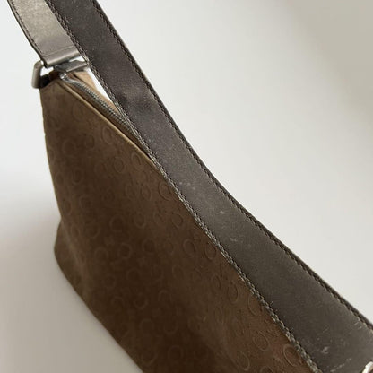 CELINE shoulder bag Purse C Macadam Suede Brown Women's Authentic Used