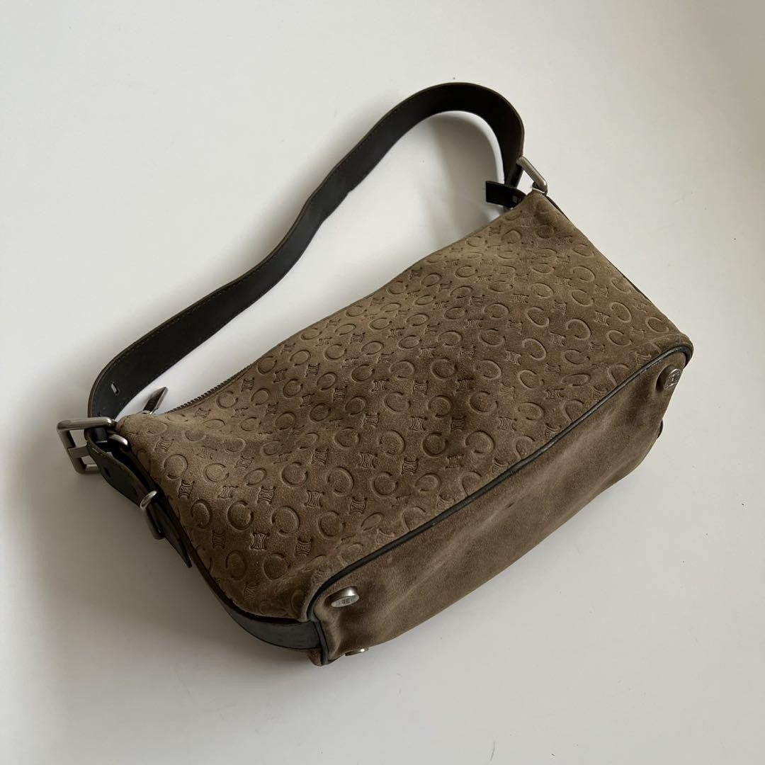 CELINE shoulder bag Purse C Macadam Suede Brown Women's Authentic Used