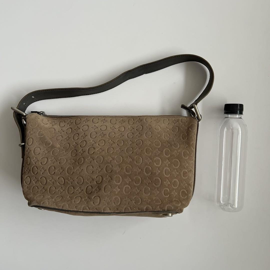 CELINE shoulder bag Purse C Macadam Suede Brown Women's Authentic Used