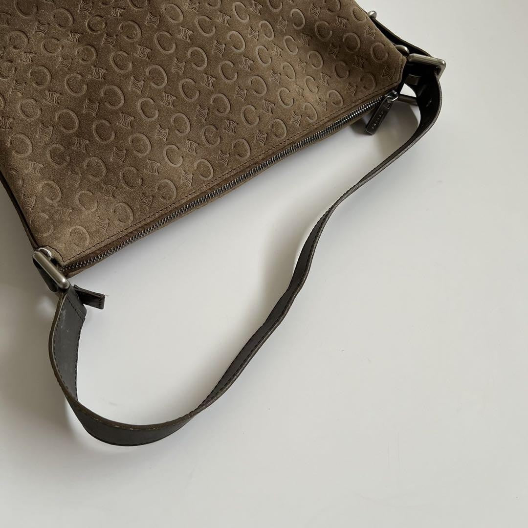 CELINE shoulder bag Purse C Macadam Suede Brown Women's Authentic Used