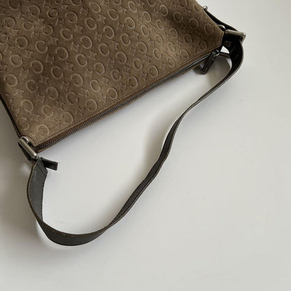 CELINE shoulder bag Purse C Macadam Suede Brown Women's Authentic Used