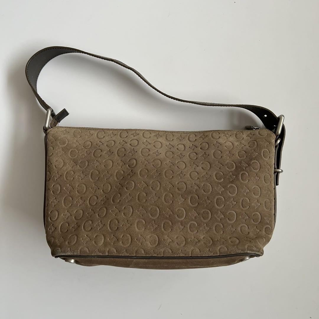CELINE shoulder bag Purse C Macadam Suede Brown Women's Authentic Used