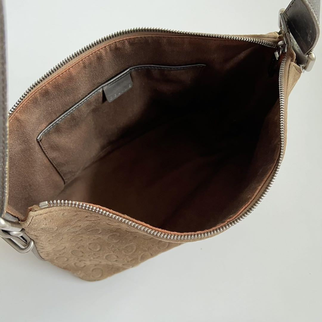 CELINE shoulder bag Purse C Macadam Suede Brown Women's Authentic Used