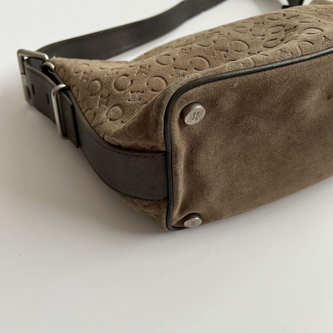 CELINE shoulder bag Purse C Macadam Suede Brown Women's Authentic Used