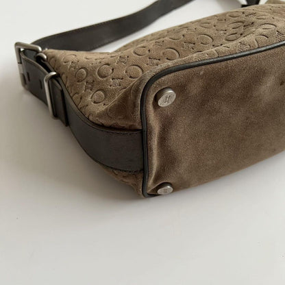 CELINE shoulder bag Purse C Macadam Suede Brown Women's Authentic Used