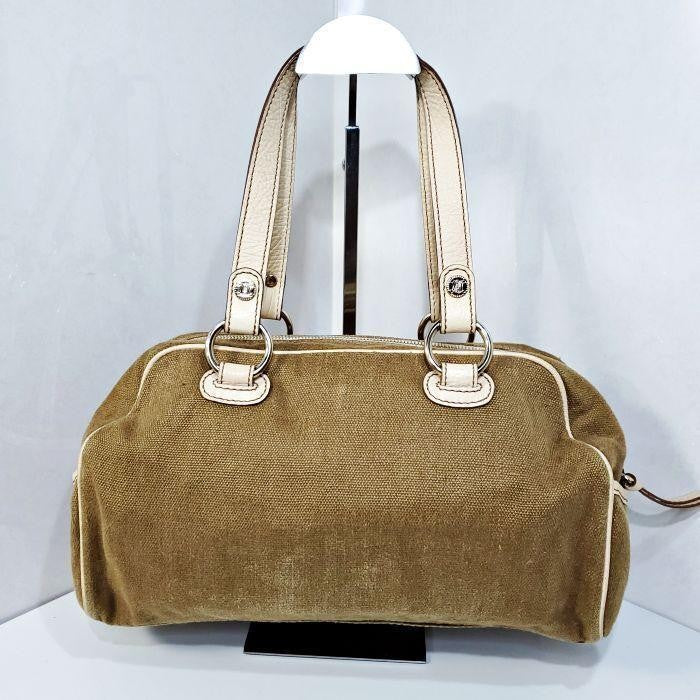 CELINE handbag Purse Macadam Canvas Leather Brown Women's Used Authentic