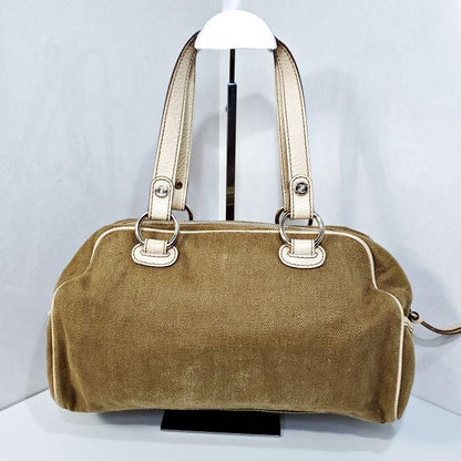 CELINE handbag Purse Macadam Canvas Leather Brown Women's Used Authentic