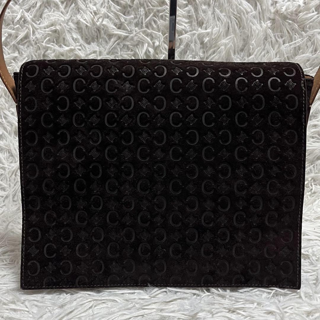 CELINE shoulder bag Purse C Macadam Suede Leather Dark Brown Women's Authentic