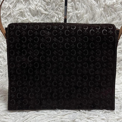 CELINE shoulder bag Purse C Macadam Suede Leather Dark Brown Women's Authentic