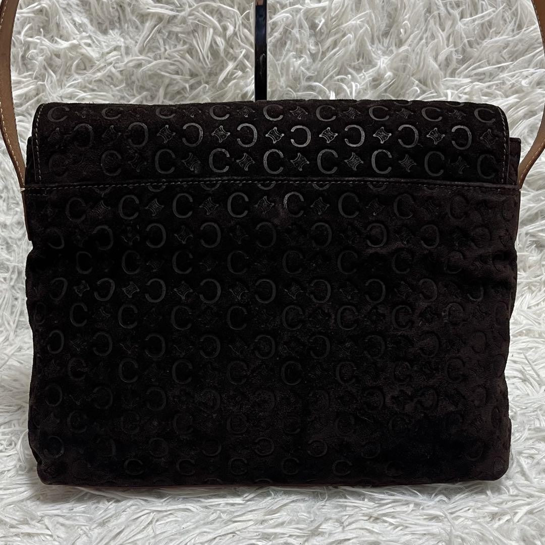 CELINE shoulder bag Purse C Macadam Suede Leather Dark Brown Women's Authentic