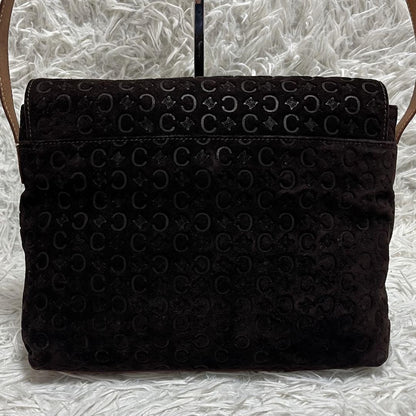 CELINE shoulder bag Purse C Macadam Suede Leather Dark Brown Women's Authentic