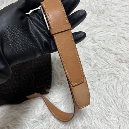 CELINE shoulder bag Purse C Macadam Suede Leather Dark Brown Women's Authentic