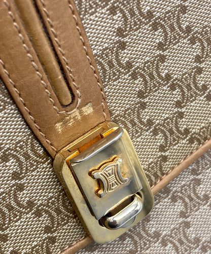 CELINE shoulder bag Purse Macadam Beige Brown Women's Used Authentic