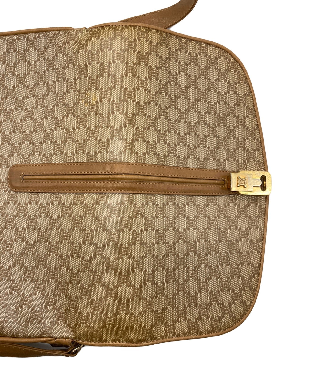CELINE shoulder bag Purse Macadam Beige Brown Women's Used Authentic