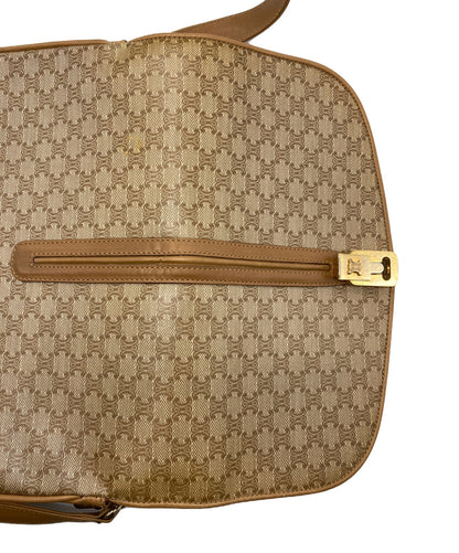 CELINE shoulder bag Purse Macadam Beige Brown Women's Used Authentic