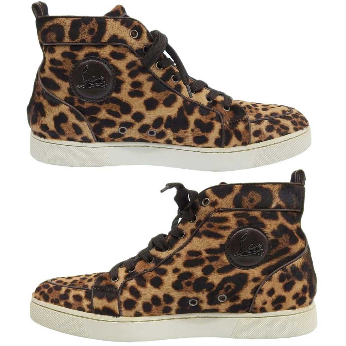 Christian Louboutin Sneakers Shoes High-cut EU 44 US 11 Brown Authentic