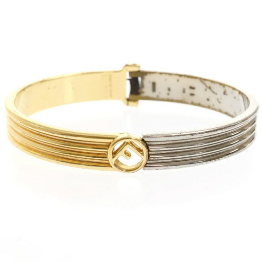 FENDI Bracelet Bangle F Logo Silver Gold Authentic