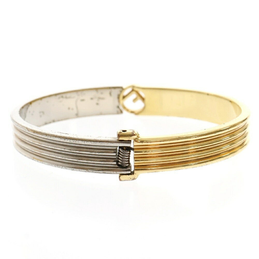 FENDI Bracelet Bangle F Logo Silver Gold Authentic