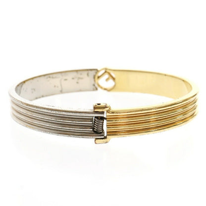 FENDI Bracelet Bangle F Logo Silver Gold Authentic