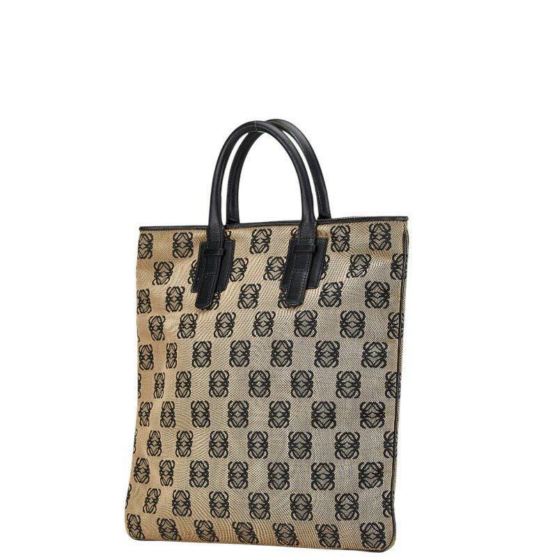 LOEWE Hand Bag Tote Purse Canvas Leather Anagram Beige Authentic Women's  Used