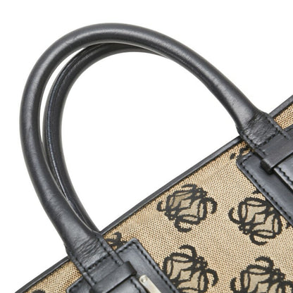LOEWE Hand Bag Tote Purse Canvas Leather Anagram Beige Authentic Women's  Used