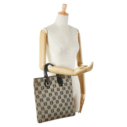 LOEWE Hand Bag Tote Purse Canvas Leather Anagram Beige Authentic Women's  Used