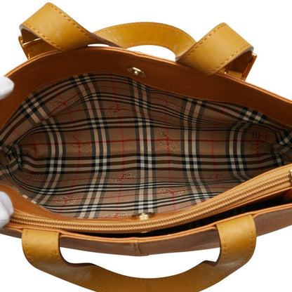 Burberry Nova Check purse Shadow Horse Handbag Camel Brown Leather Women's Used