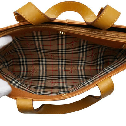 Burberry Nova Check purse Shadow Horse Handbag Camel Brown Leather Women's Used