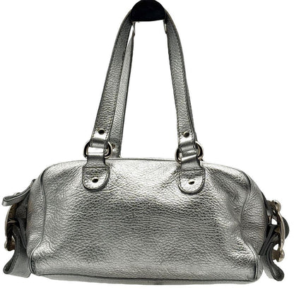 Dolce & Gabbana Hand Bag Tote Purse Leather Silver Authentic