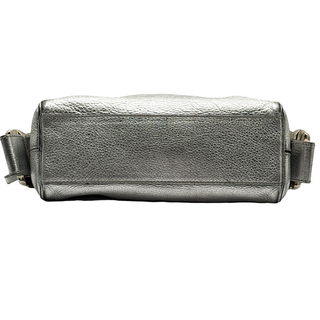 Dolce & Gabbana Hand Bag Tote Purse Leather Silver Authentic