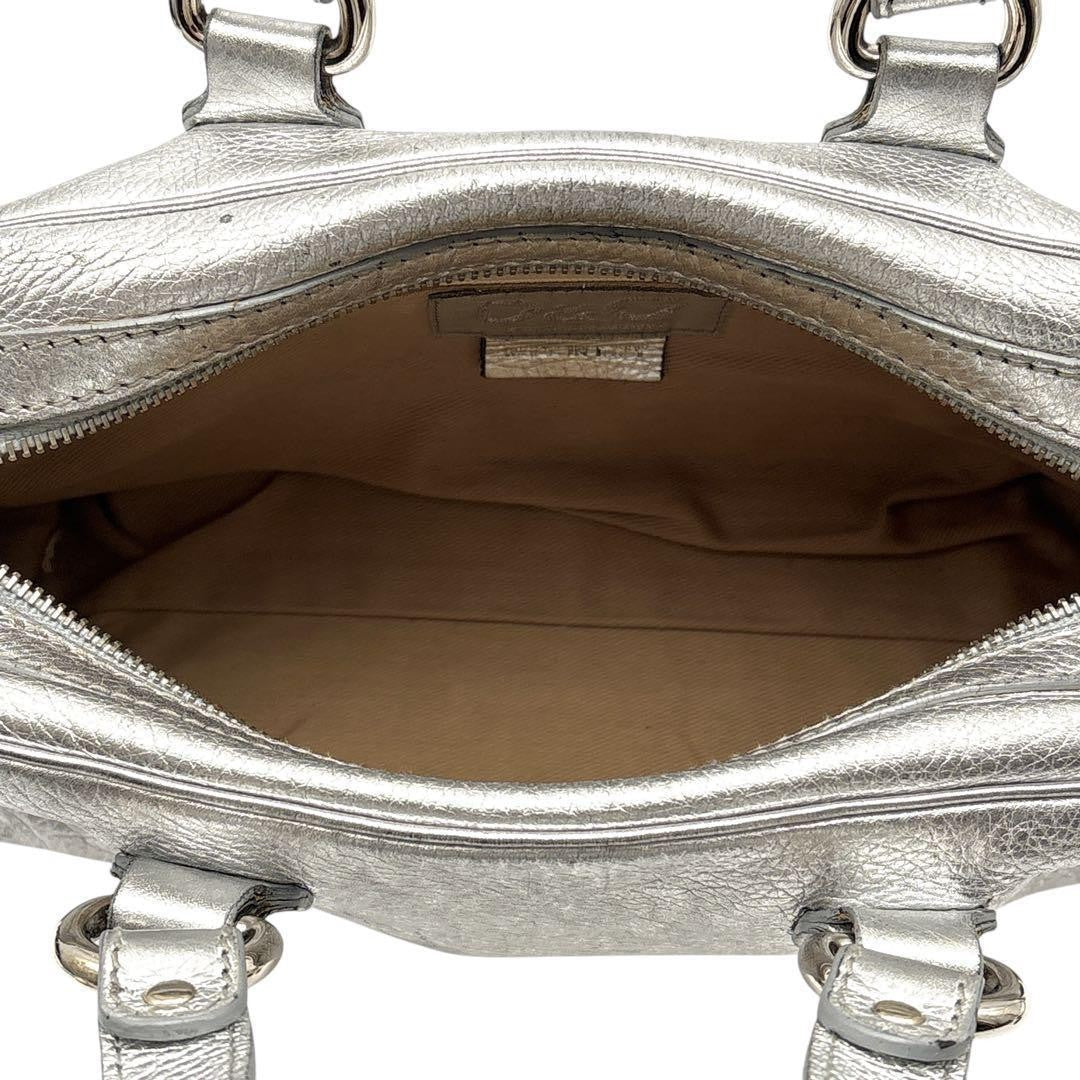 Dolce & Gabbana Hand Bag Tote Purse Leather Silver Authentic