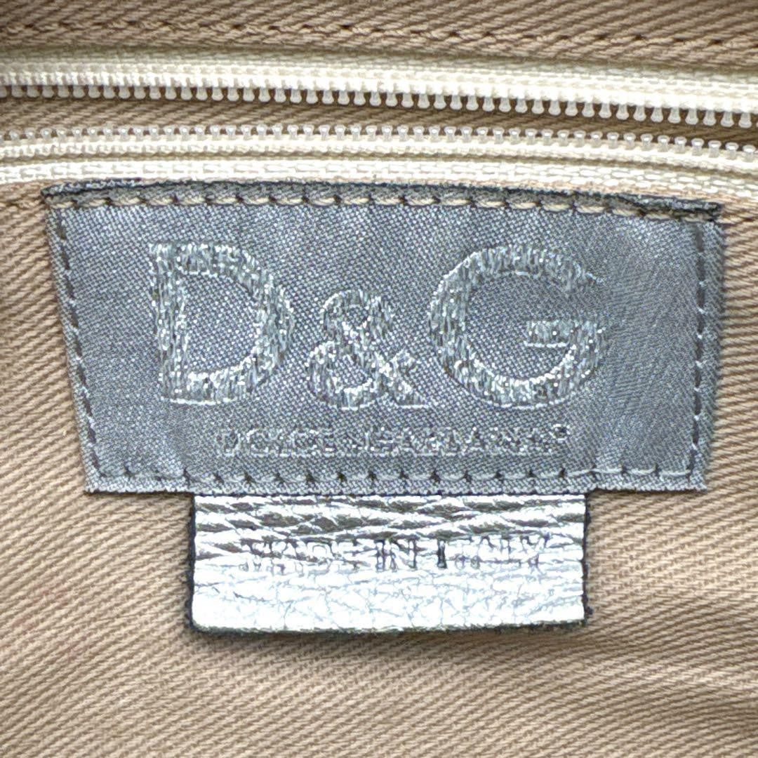 Dolce & Gabbana Hand Bag Tote Purse Leather Silver Authentic