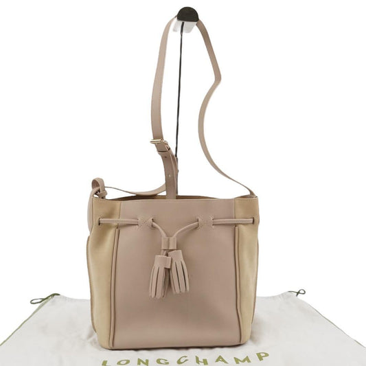 Longchamp shoulder bag Purse PENELOPE Beige Leather Used Authentic  Women's