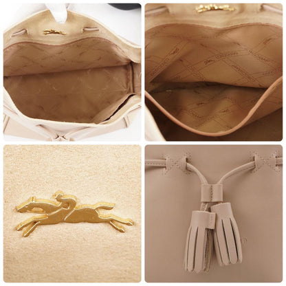 Longchamp shoulder bag Purse PENELOPE Beige Leather Used Authentic  Women's