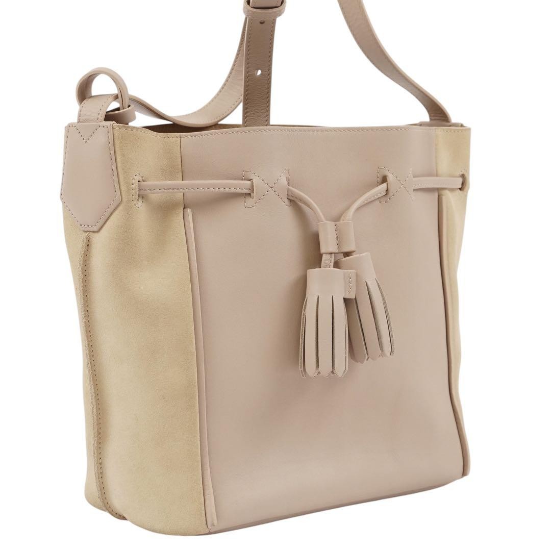 Longchamp shoulder bag Purse PENELOPE Beige Leather Used Authentic  Women's