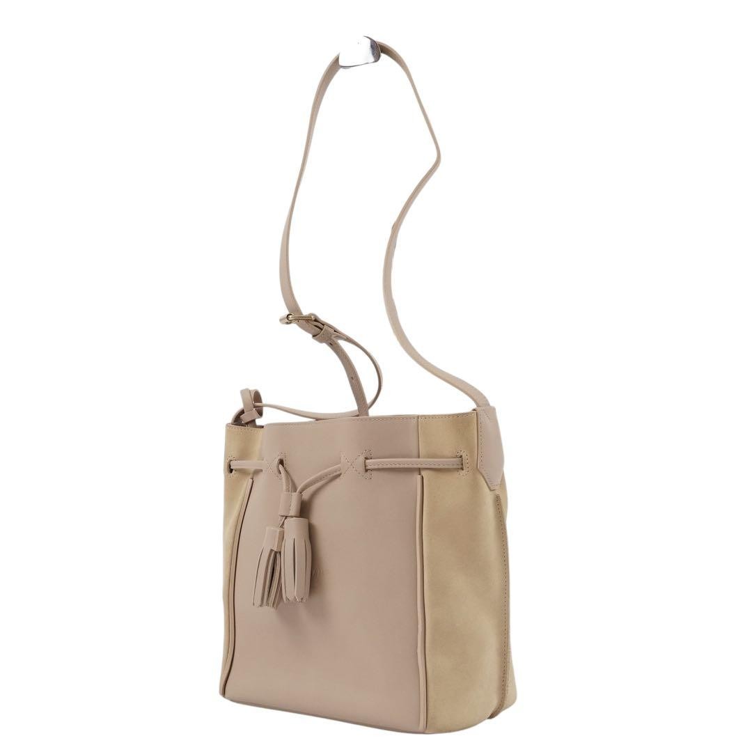 Longchamp shoulder bag Purse PENELOPE Beige Leather Used Authentic  Women's