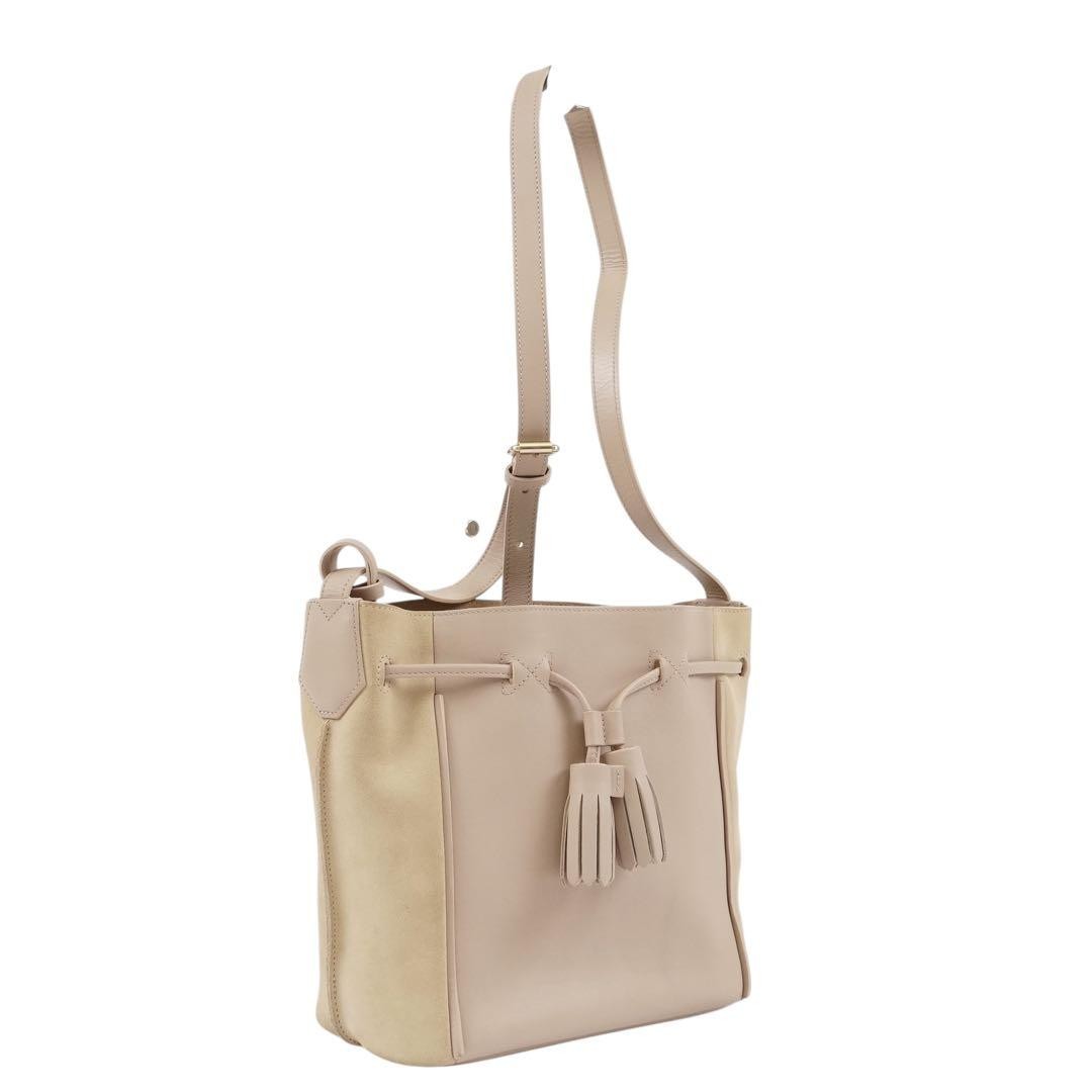 Longchamp shoulder bag Purse PENELOPE Beige Leather Used Authentic  Women's