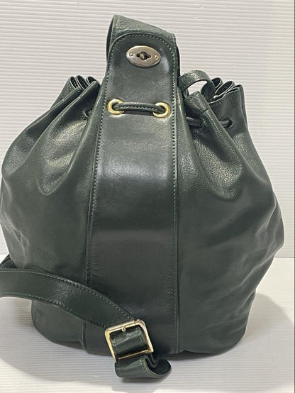 Longchamp shoulder bag Purse Green Grained Leather Used Women's Authentic